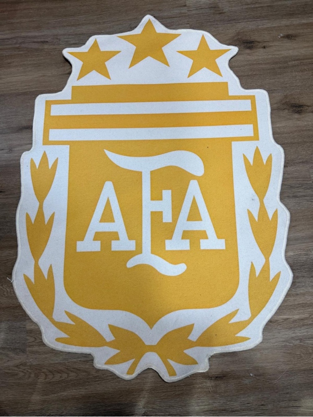 Argentina AFA 3 Stars Logo Rug Handmade Soccer Decor World Cup Champion Carpet